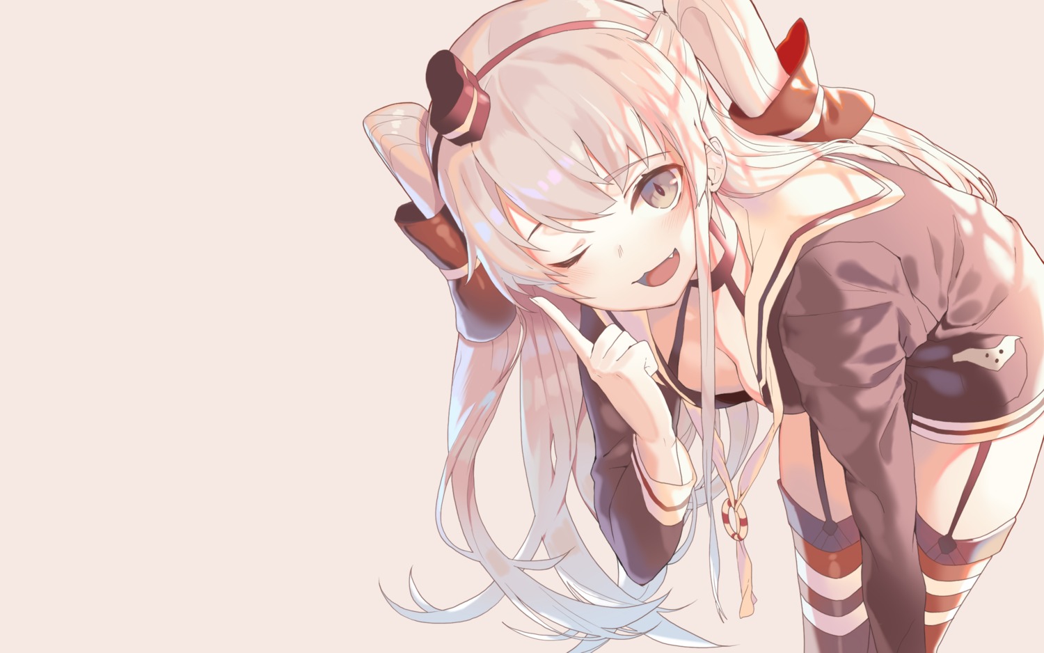 amatsukaze_(kancolle) cleavage kantai_collection no_bra open_shirt seifuku stockings thighhighs torano wallpaper