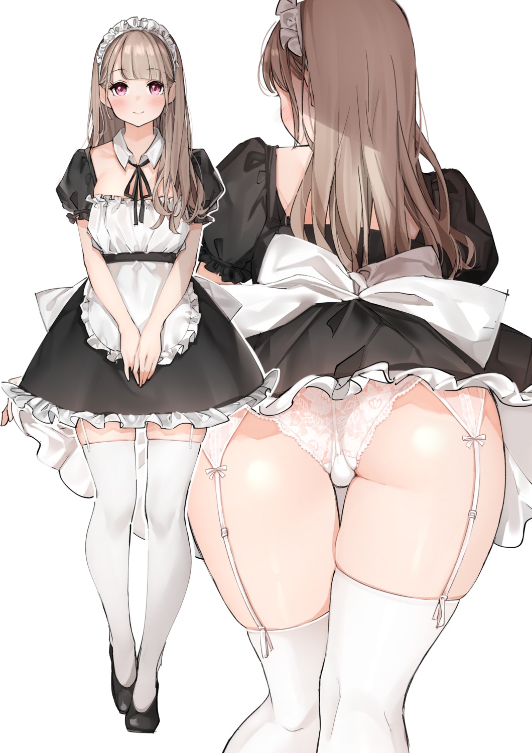 ass maid pantsu sakura_no_tomoru_hi_e skirt_lift stockings thighhighs