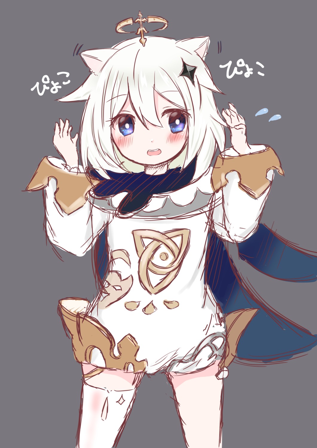 animal_ears genshin_impact nekomimi paimon sketch tagme thighhighs