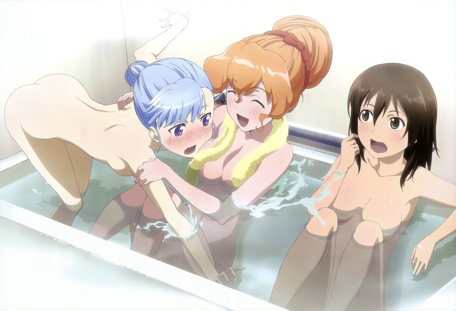 bathing cleavage fin_e_ld_si_laffinty kyouno_madoka muginami naked norita_takumo rinne_no_lagrange towel wet yuri