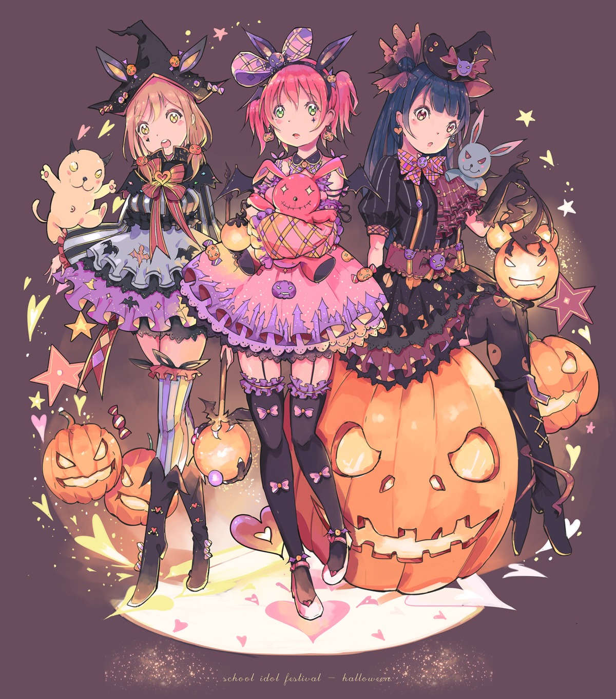 halloween kunikida_hanamaru kurosawa_ruby love_live!_(series) love_live!_sunshine!! qianqian thighhighs tsushima_yoshiko