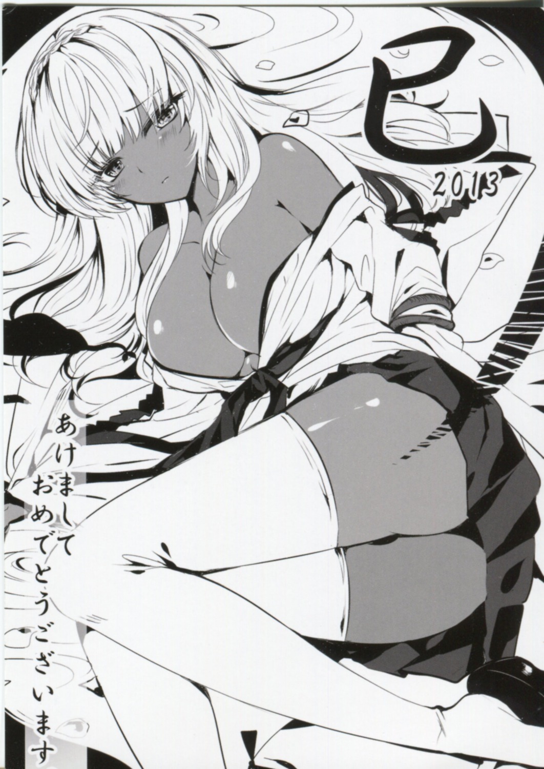 cleavage monochrome tagme thighhighs