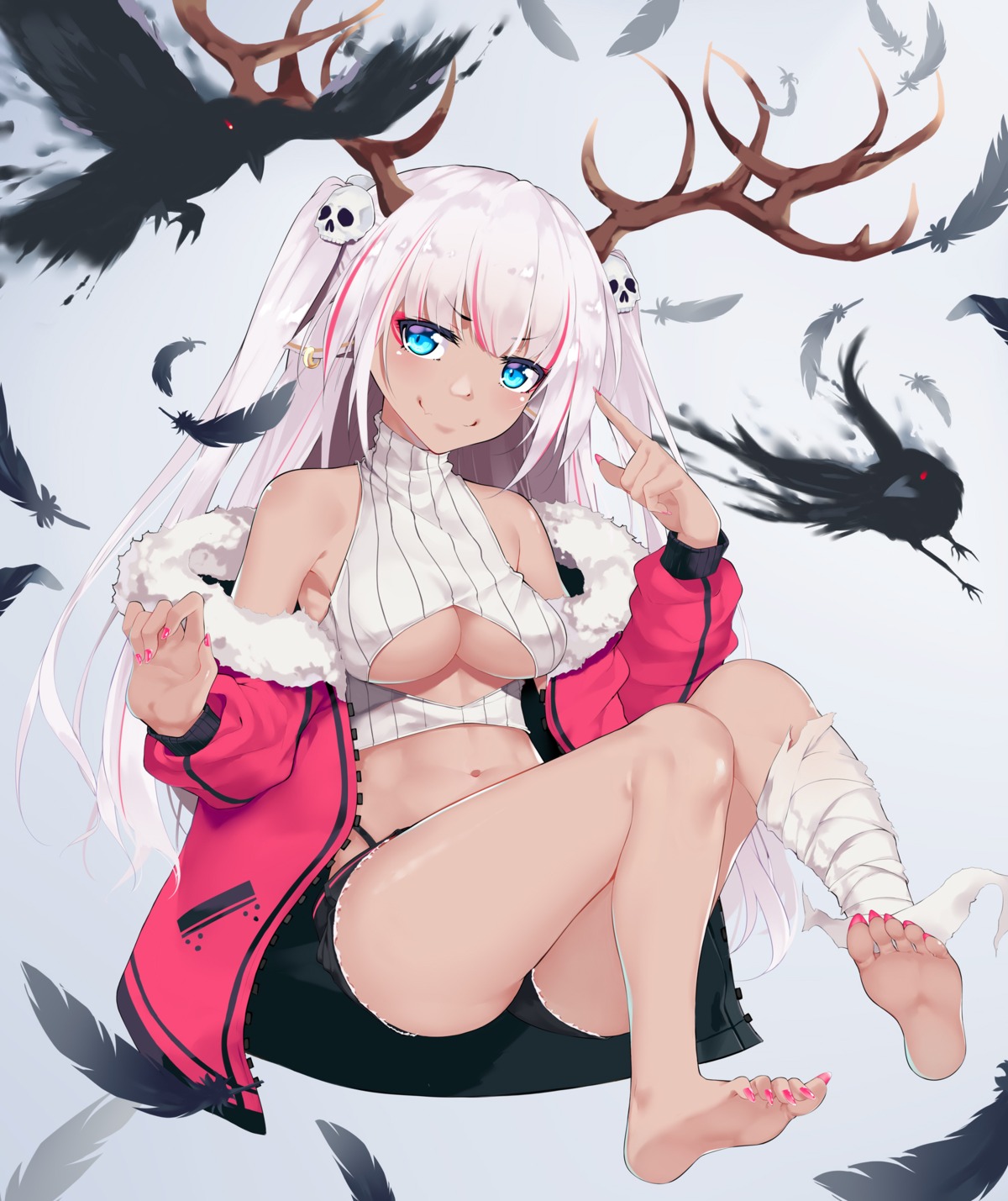 aoi_(buzhuen444) bandages feet horns no_bra