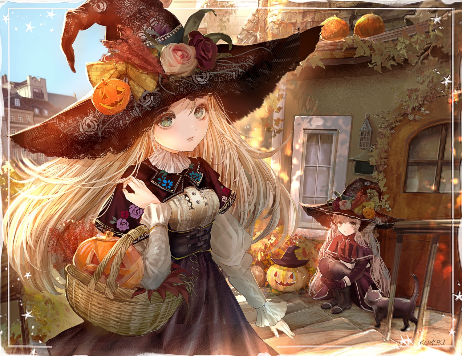 halloween komorihikki neko skirt_lift witch