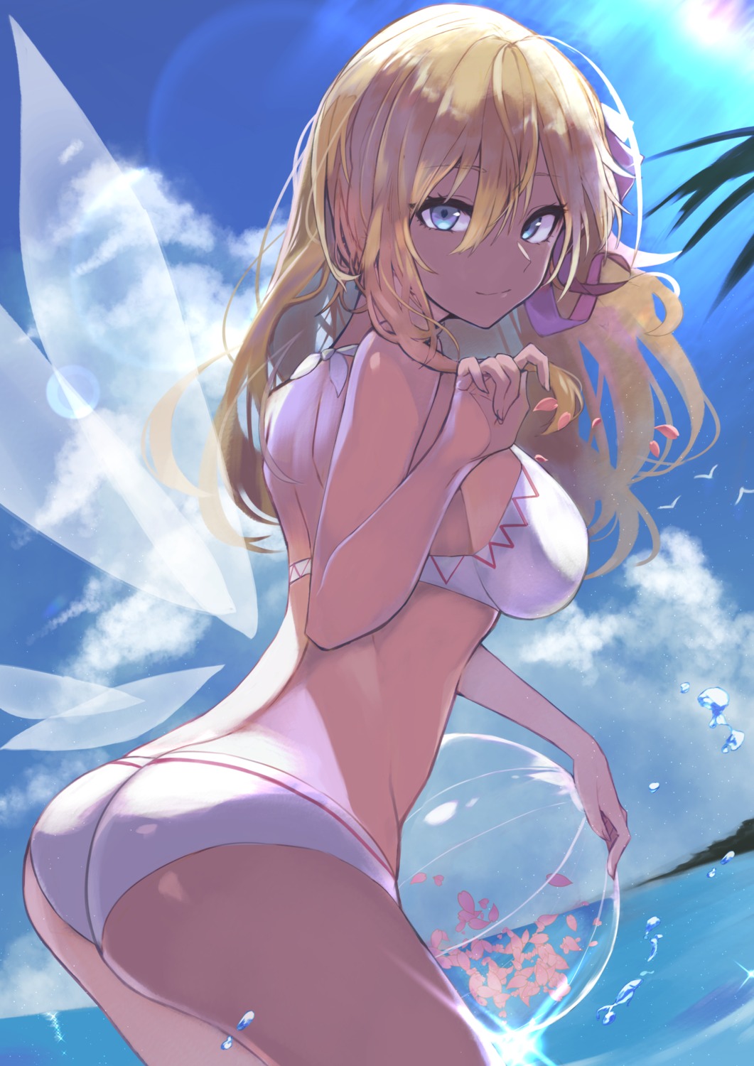 ass bikini lily_white lunateelf swimsuits touhou wings