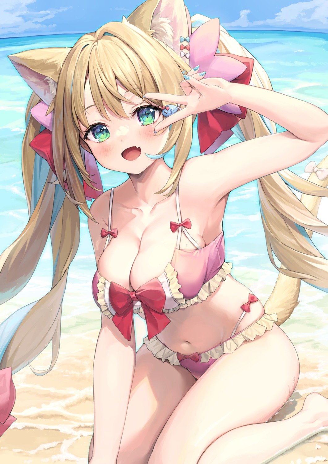 animal_ears bikini gedou_(shigure_seishin) nekomimi swimsuits tail wet