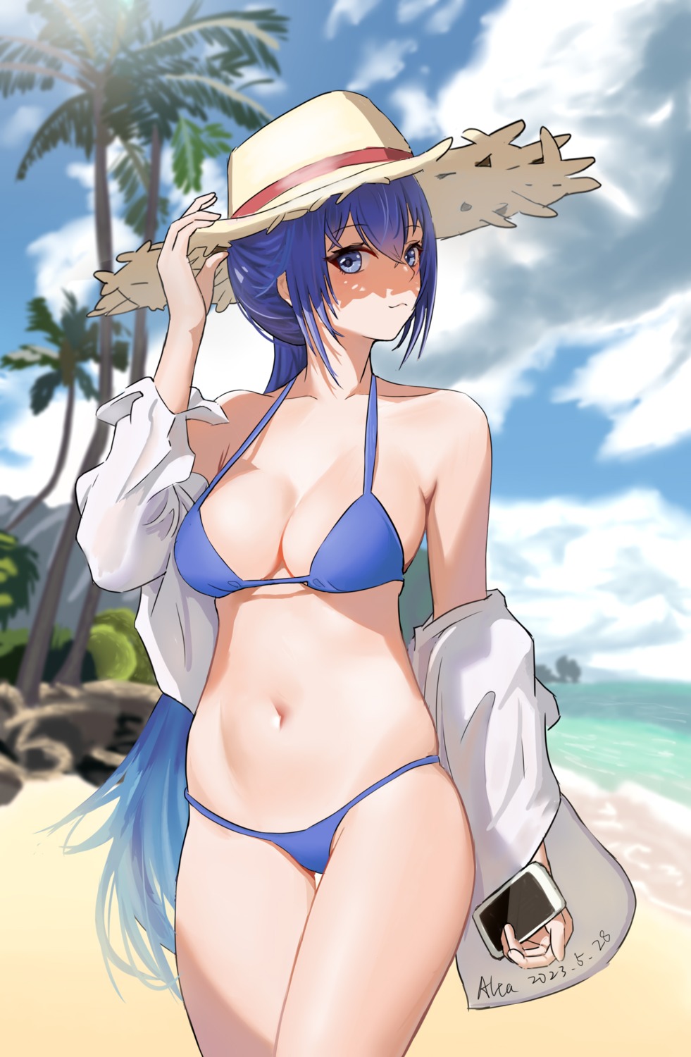 azur_lane bikini dead_knight_(20355611) new_jersey_(azur_lane) open_shirt see_through swimsuits