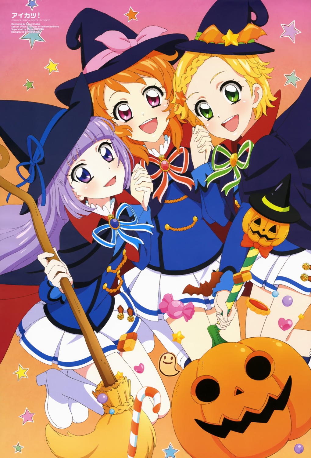 aikatsu! halloween heels hikami_sumire oozora_akari sakai_kasumi seifuku shinjou_hinaki witch