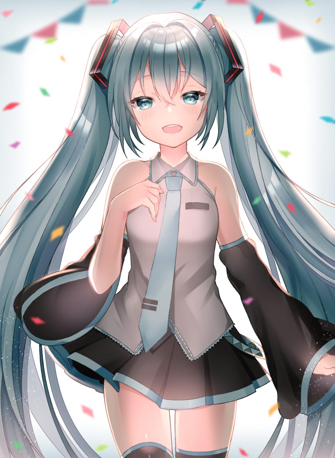 hatsune_miku thighhighs vocaloid yuni_(irohasuiroiro)