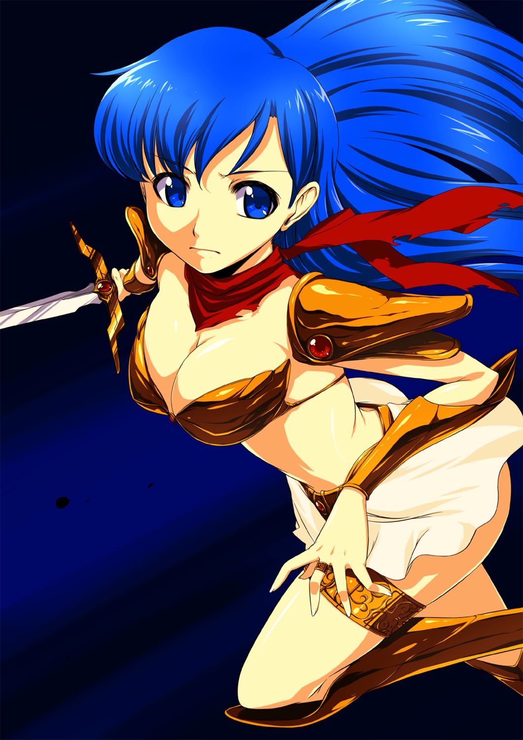 armor asou_yuuko bikini_armor cleavage mugen_senshi_valis onija_tarou sword