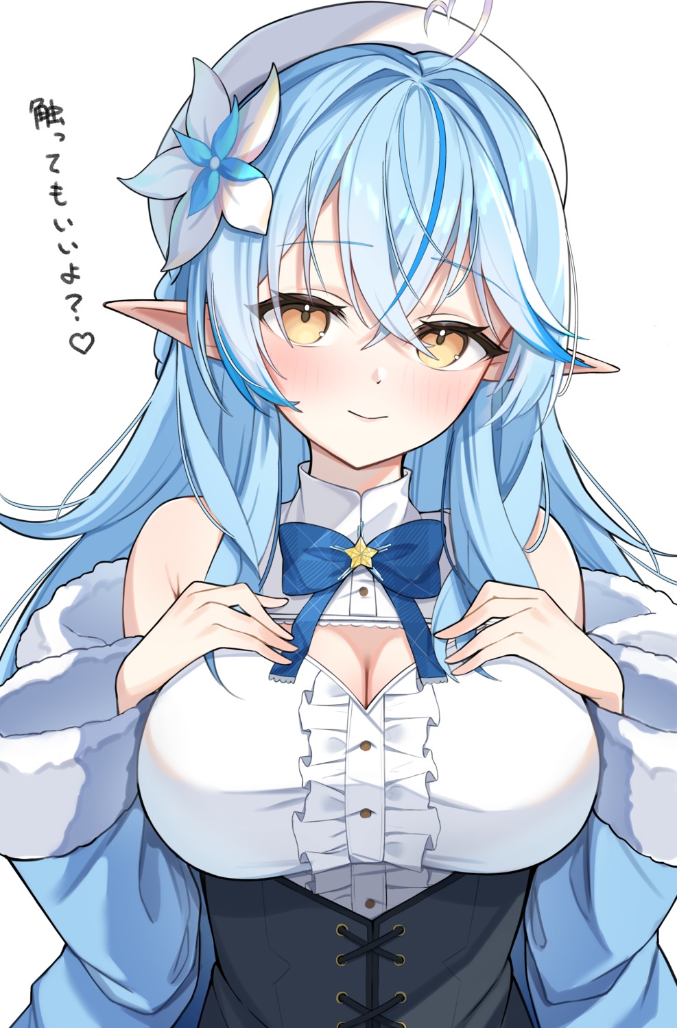 ai_(u_e_o_o) cleavage elf hololive pointy_ears yukihana_lamy