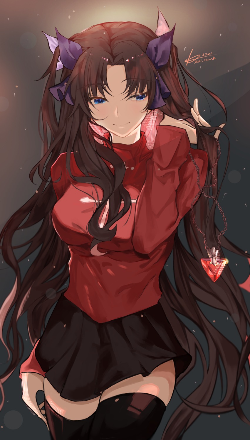 fate/stay_night thighhighs toosaka_rin yuki_flourish