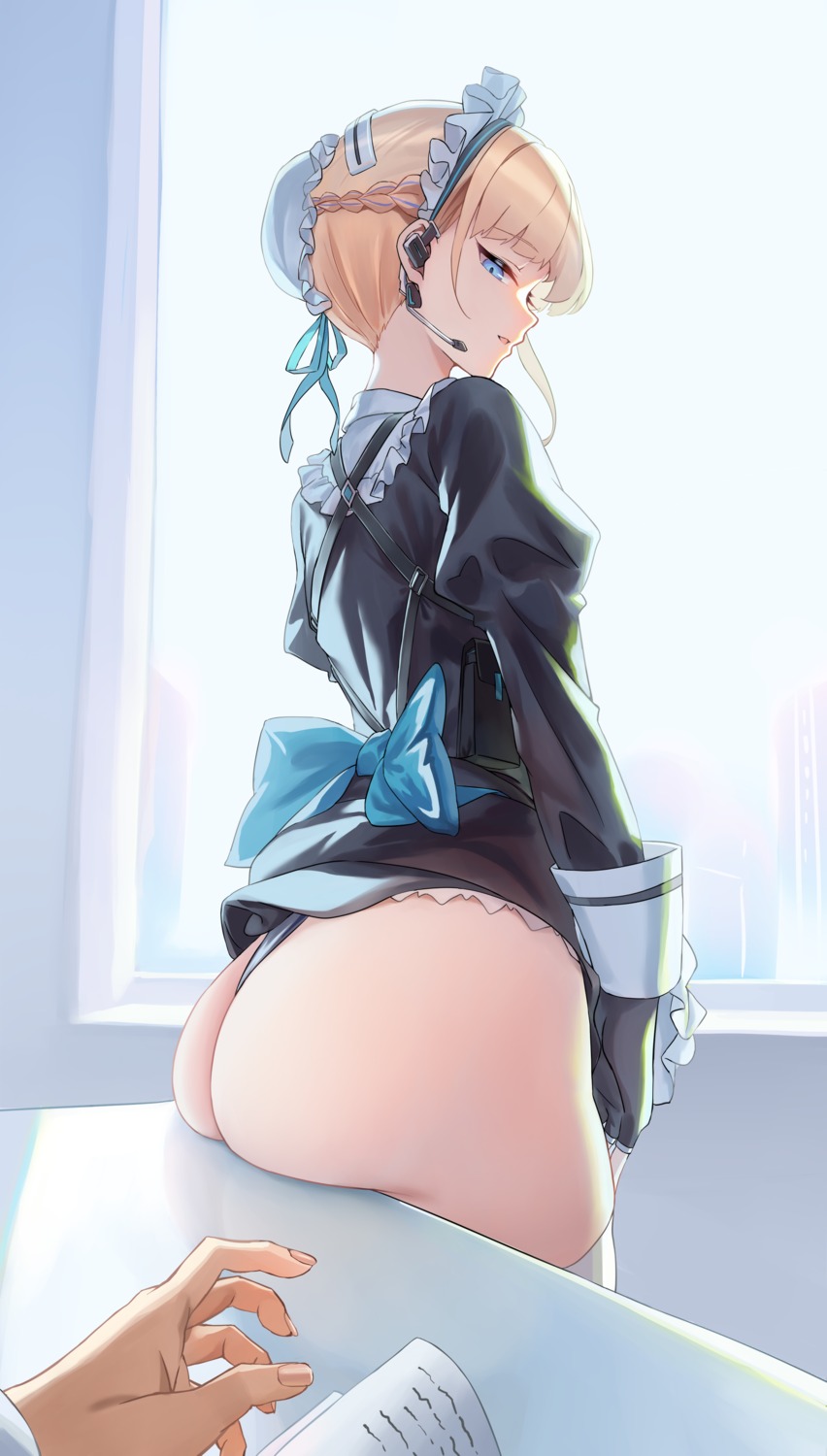 ass asuma_toki blue_archive maid pantsu skirt_lift thighhighs thong zi_se