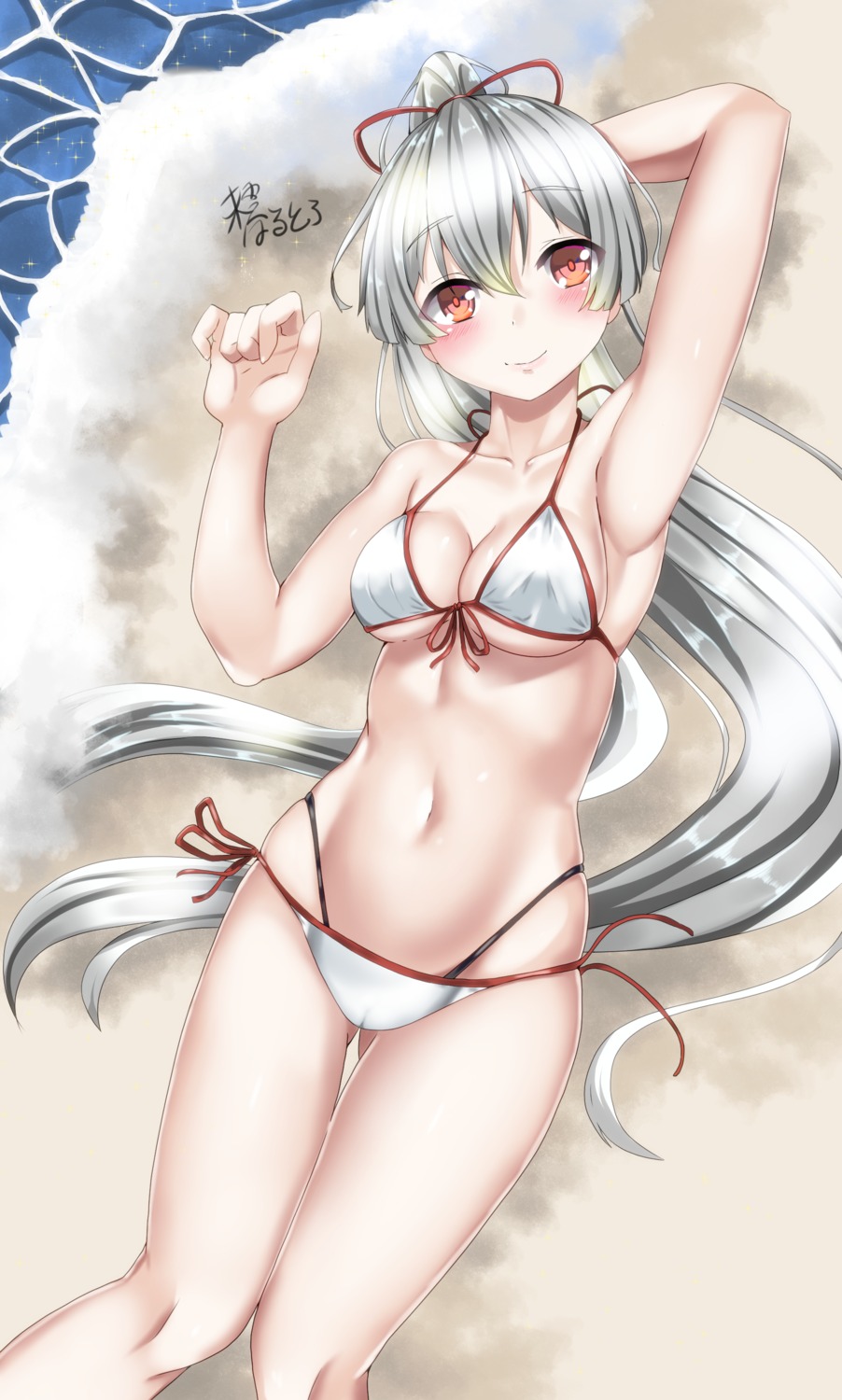 bikini cameltoe erect_nipples fate/grand_order shinonome_harutoro swimsuits tomoe_gozen_(fate/grand_order)