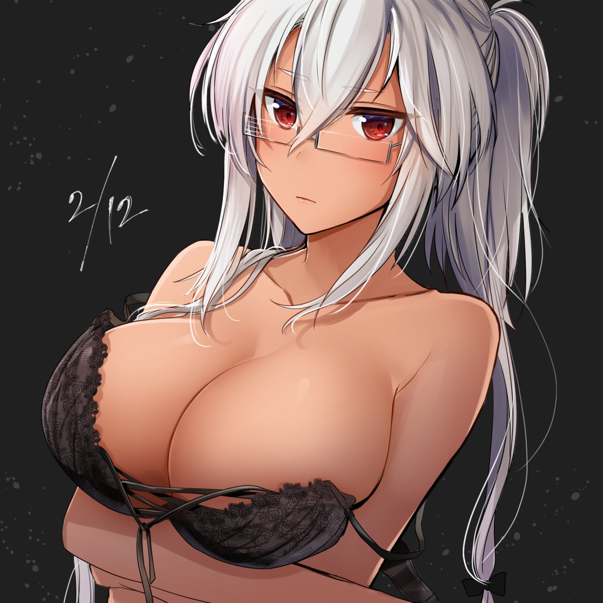 bra breast_hold cleavage kantai_collection megane musashi_(kancolle) yunamaro