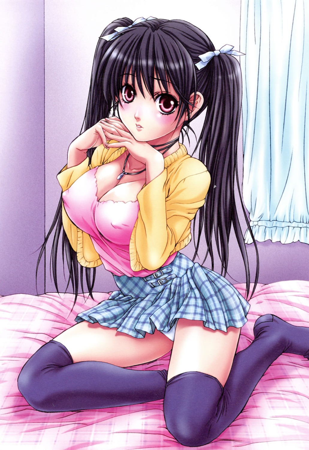 cleavage erect_nipples jpeg_artifacts nanno_koto pantsu thighhighs