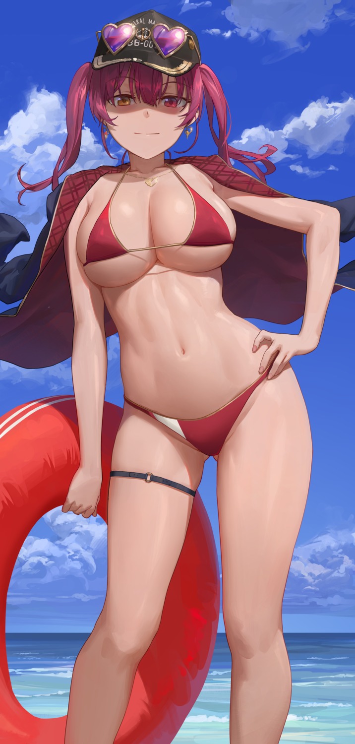 bikini free_style_(yohan1754) garter heterochromia hololive houshou_marine megane swimsuits