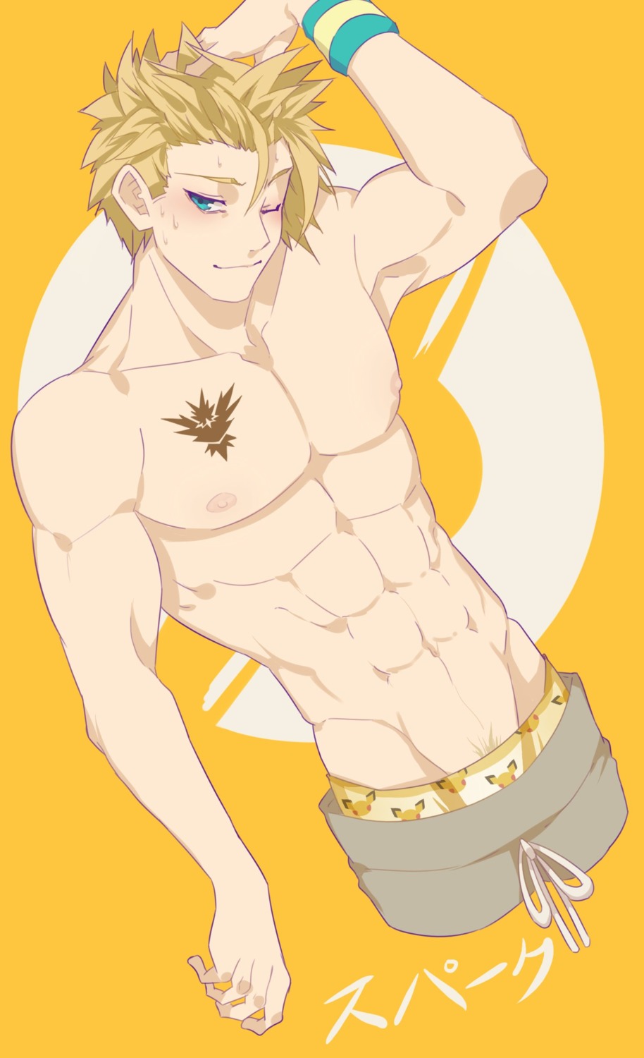 cishio male nipples pokemon pokemon_go pubic_hair spark_(pokemon_go) topless