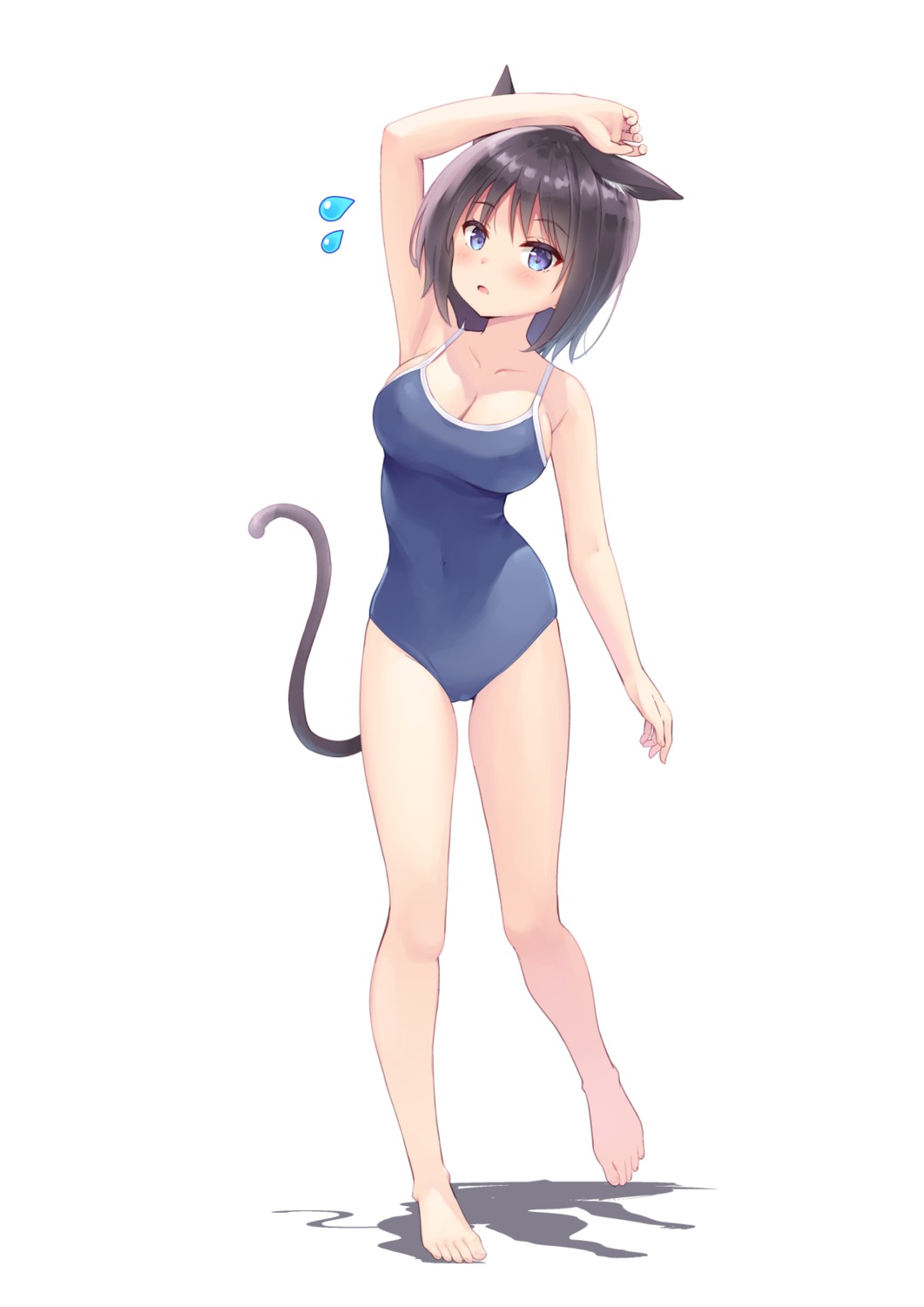 animal_ears cleavage nekomimi school_swimsuit swimsuits tail tenjou_ryuka