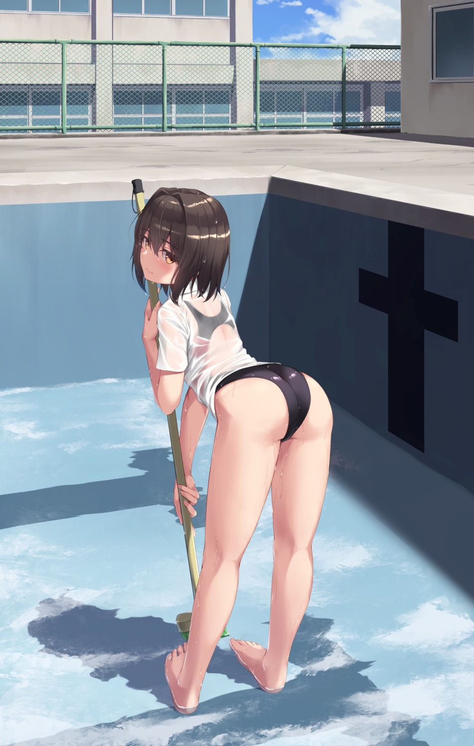 ass ributsu see_through swimsuits wet wet_clothes