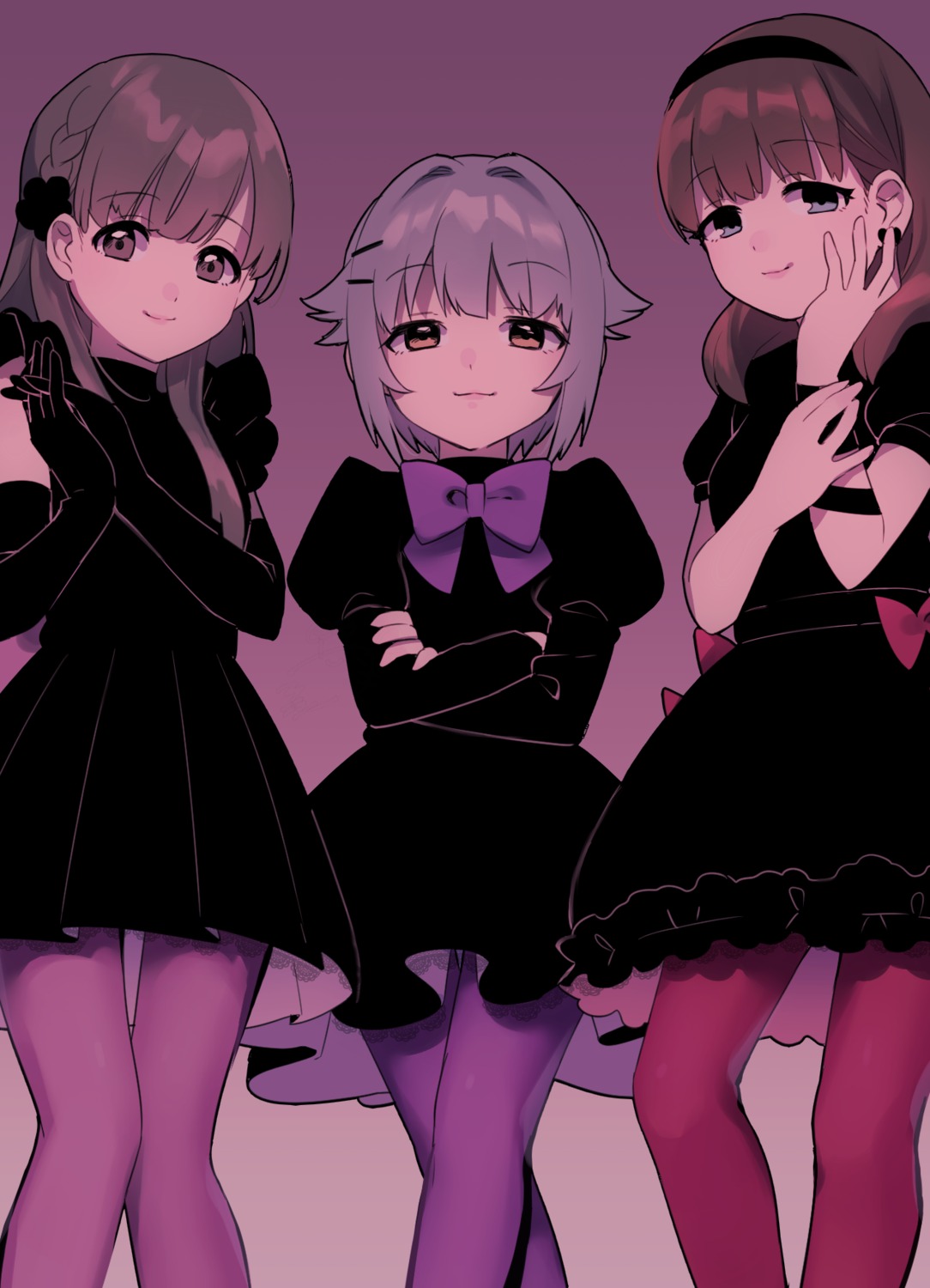 dress kobayakawa_sae koshimizu_sachiko pantyhose sakuma_mayu the_idolm@ster the_idolm@ster_cinderella_girls uso_(ameuzaki)