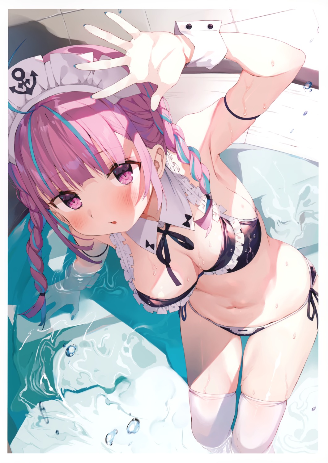 bikini gaou hololive macaron_taitei minato_aqua swimsuits thighhighs