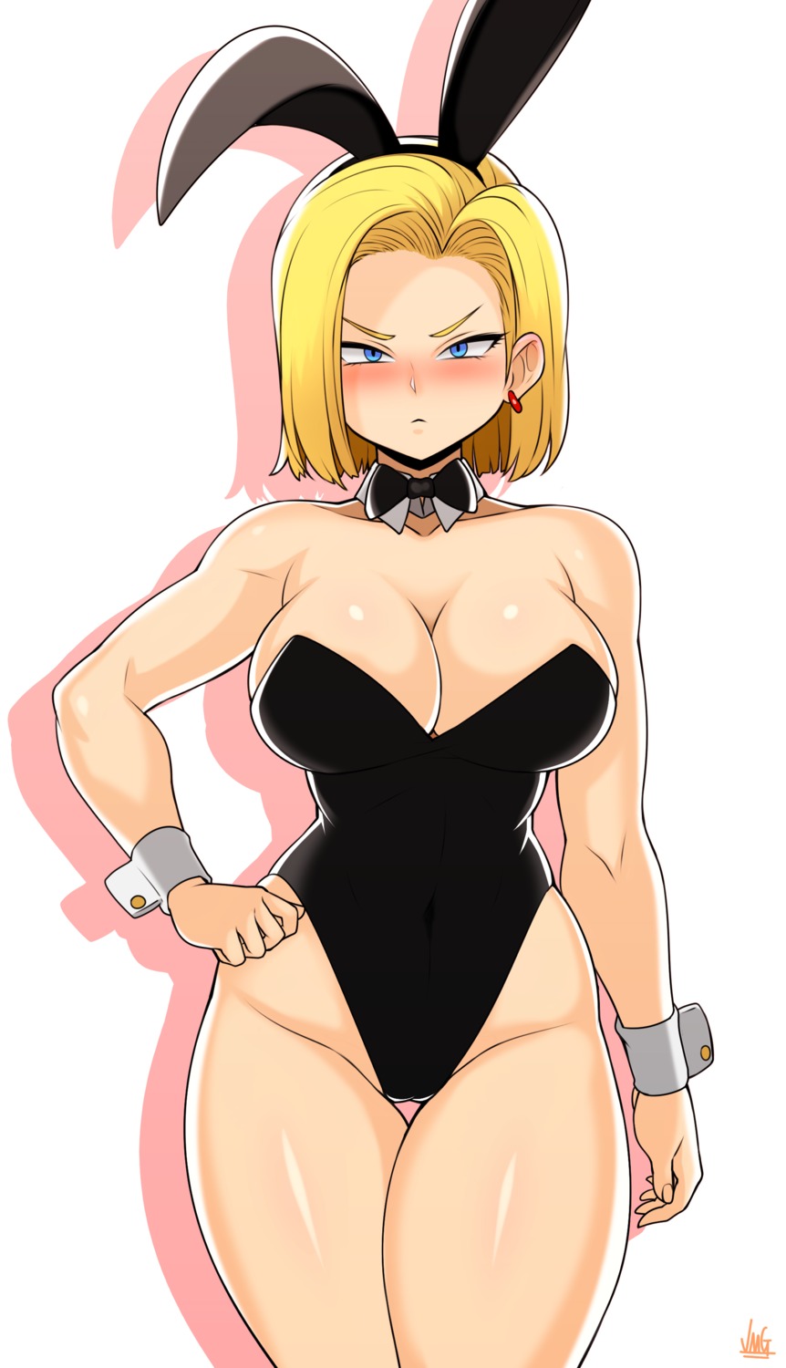 android_18 animal_ears bunny_ears bunny_girl dragon_ball dragon_ball_z jmg no_bra