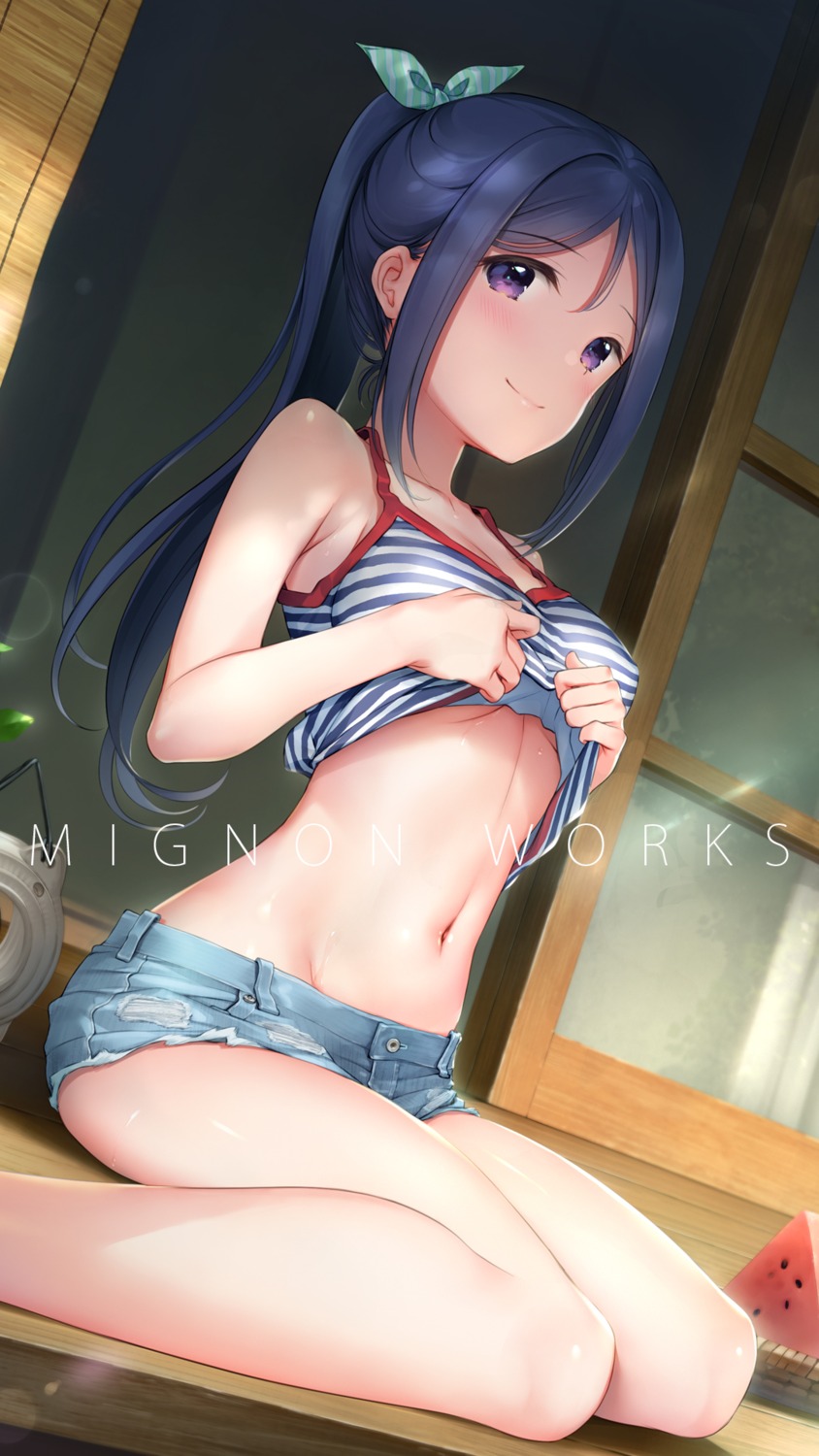 love_live!_sunshine!! matsuura_kanan mignon no_bra shirt_lift underboob undressing