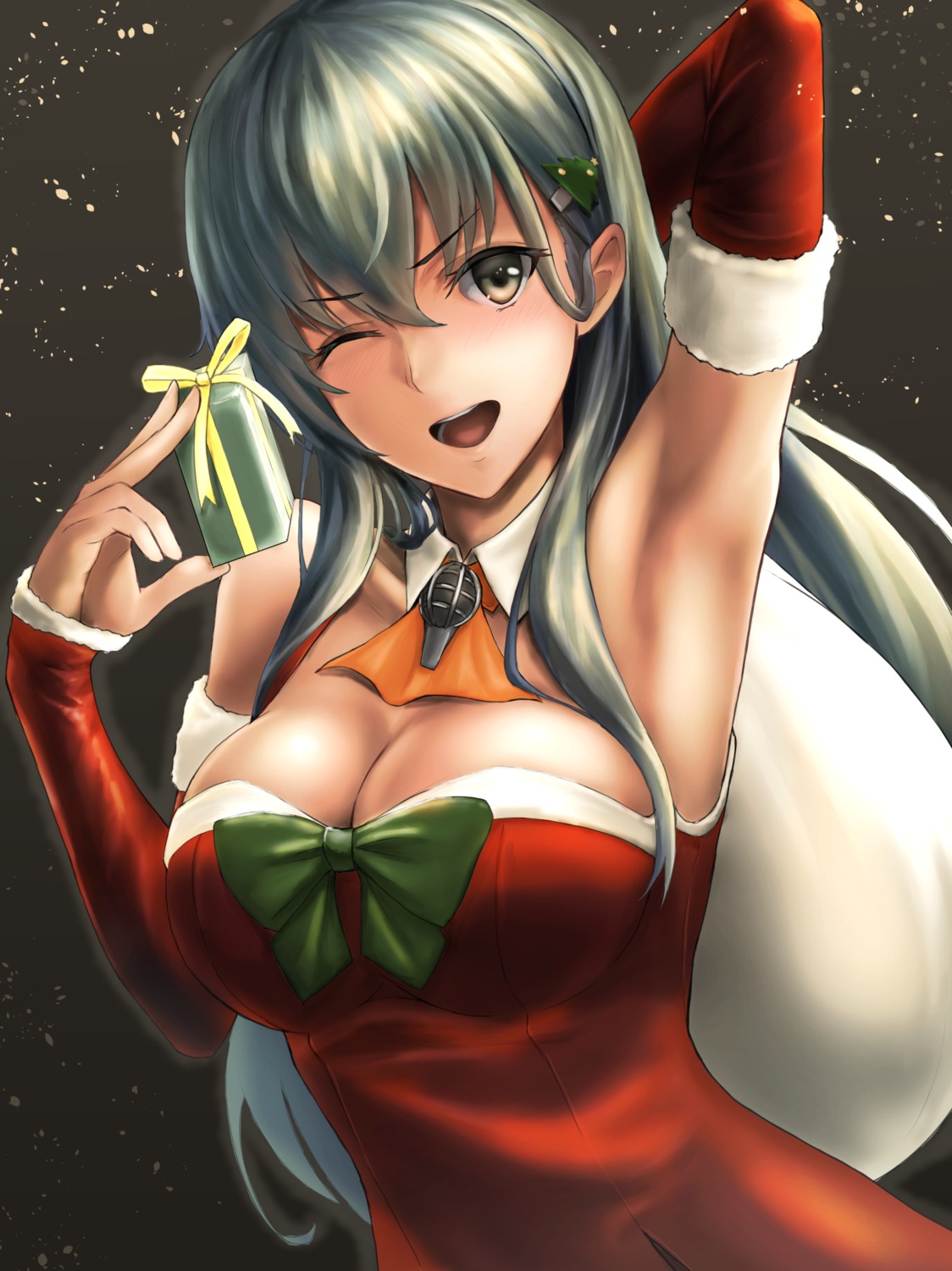 christmas cleavage kantai_collection kokuzou suzuya_(kancolle)