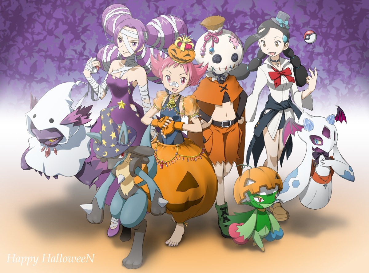 bandages breasts cosplay dress froslass halloween lucario melissa_(pokemon) mismagius natane_(pokemon) no_bra pokemon pokemon_bdsp pokemon_dppt roserade sumomo_(pokemon) suzuna_(pokemon) swimsuits torn_clothes