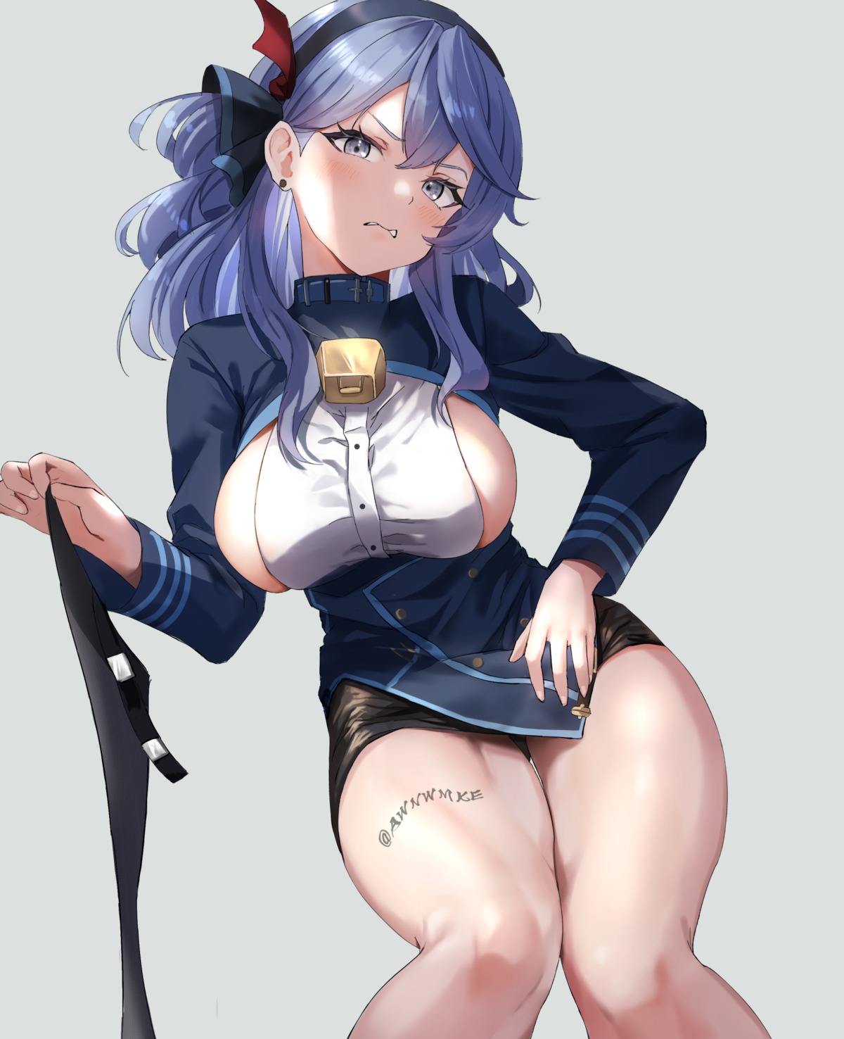 amau_ako awnwmke blue_archive no_bra tattoo uniform