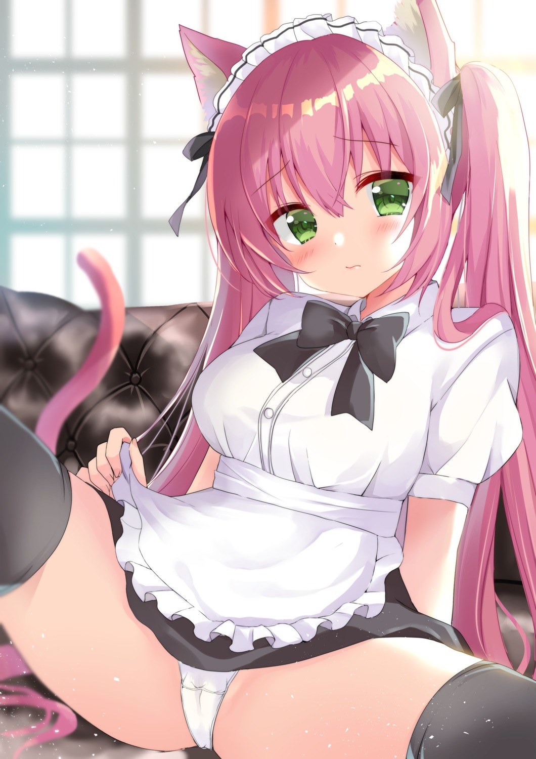 animal_ears cameltoe hamico maid nekomimi pantsu skirt_lift tail thighhighs