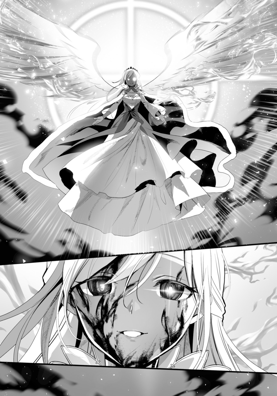 dress monochrome murakami_yuichi raffi_atismata saijaku_muhai_no_bahamut wings