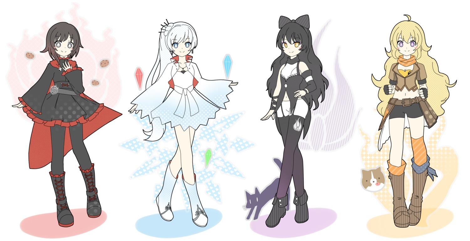 aaaabo bike_shorts blake_belladonna dress pantyhose ruby_rose rwby stockings thighhighs weiss_schnee yang_xiao_long