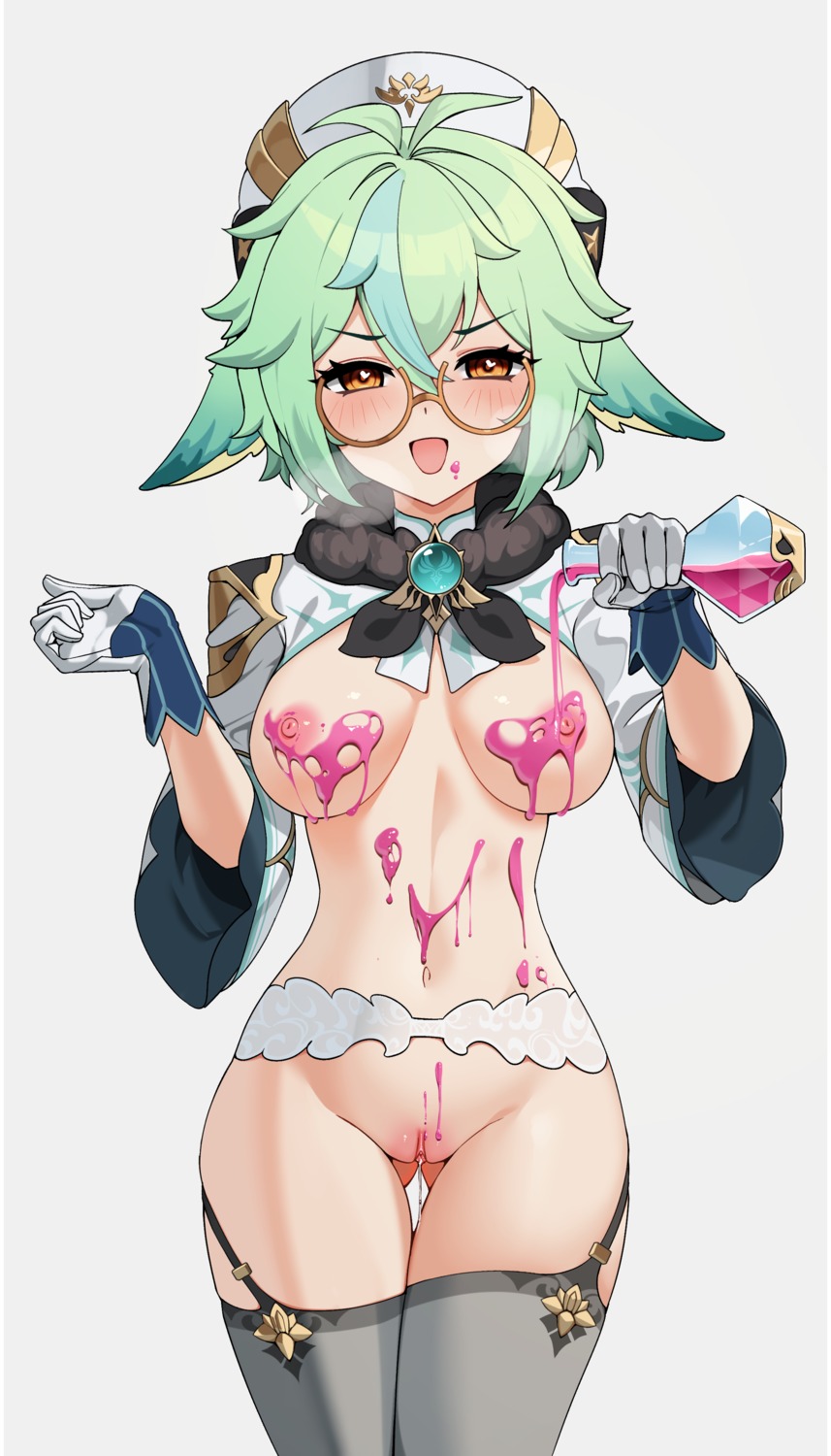 animal_ears ett genshin_impact megane nipples pussy pussy_juice stockings sucrose thighhighs uncensored