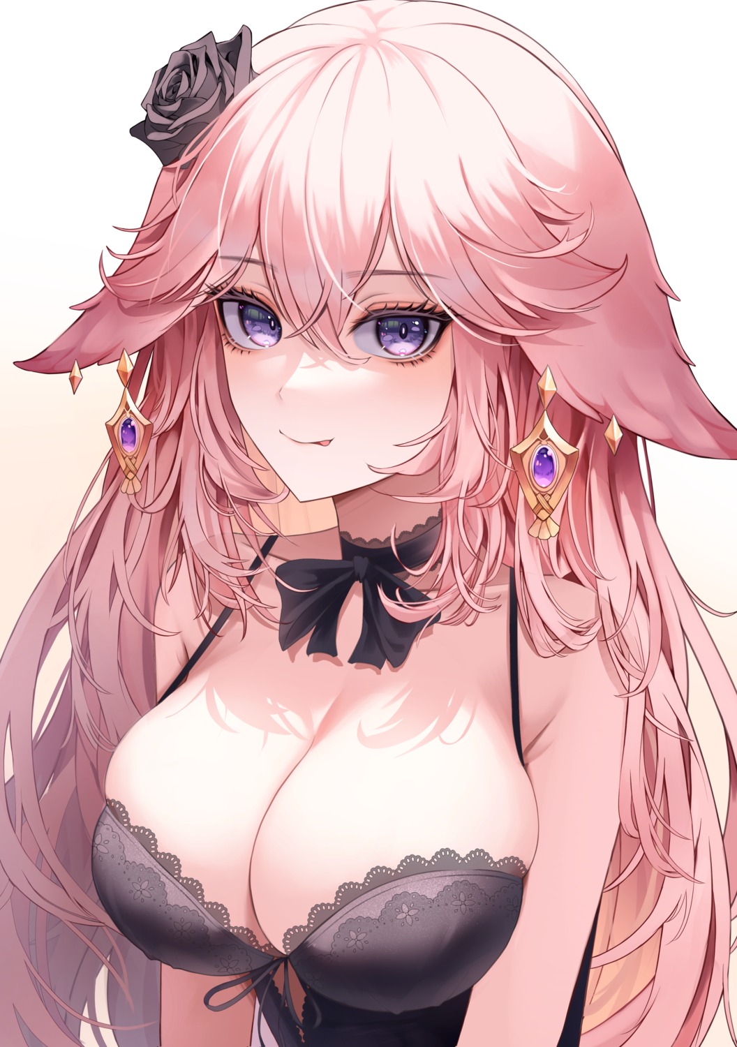 animal_ears genshin_impact kitsune lingerie no_bra yae_miko yoonsol