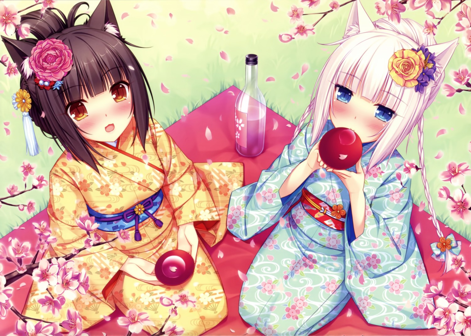 animal_ears chocola nekomimi nekopara sayori vanilla yukata