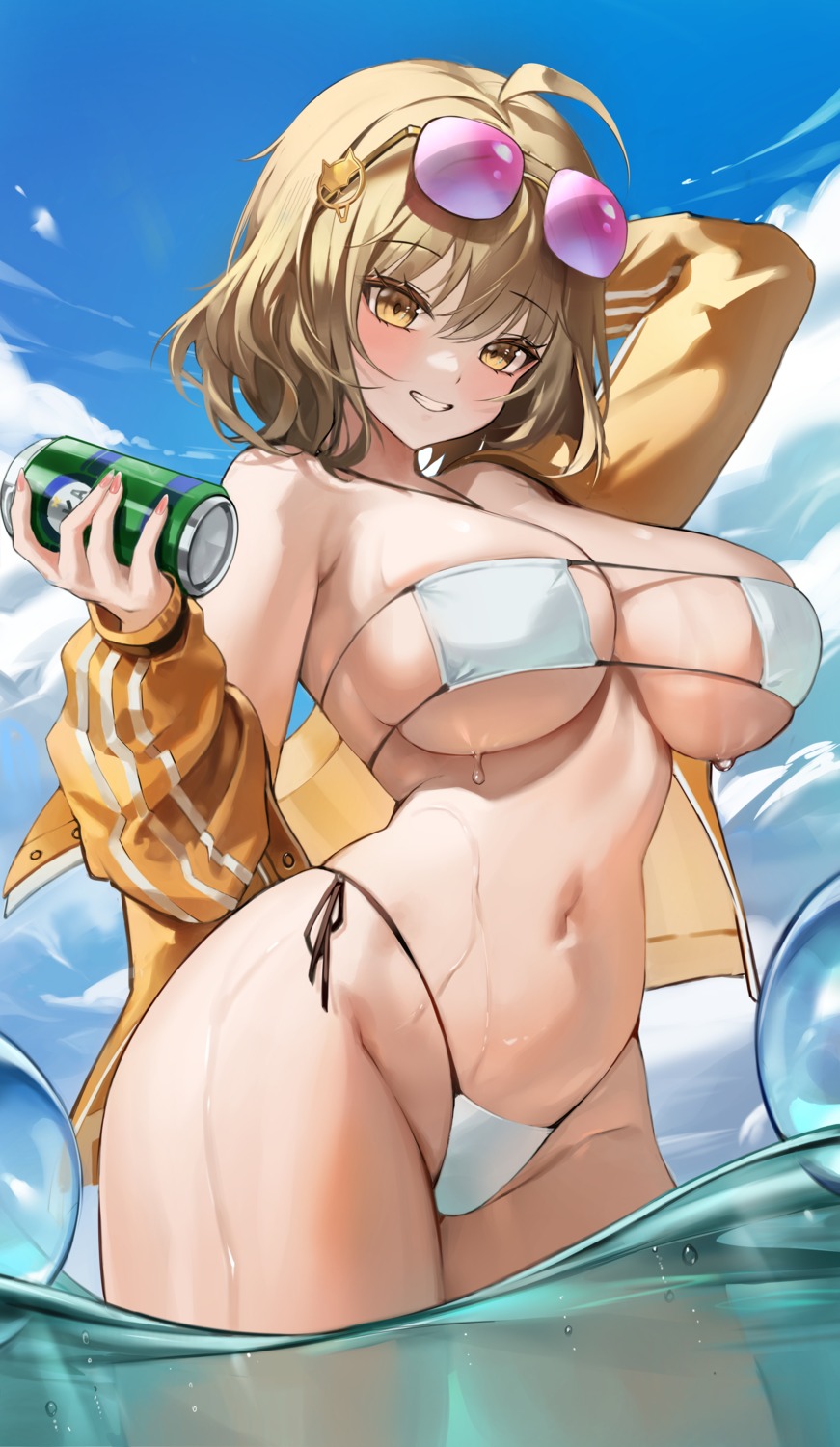 anis bikini goddess_of_victory:_nikke haku_(liiixixixiii) megane open_shirt swimsuits thong wet