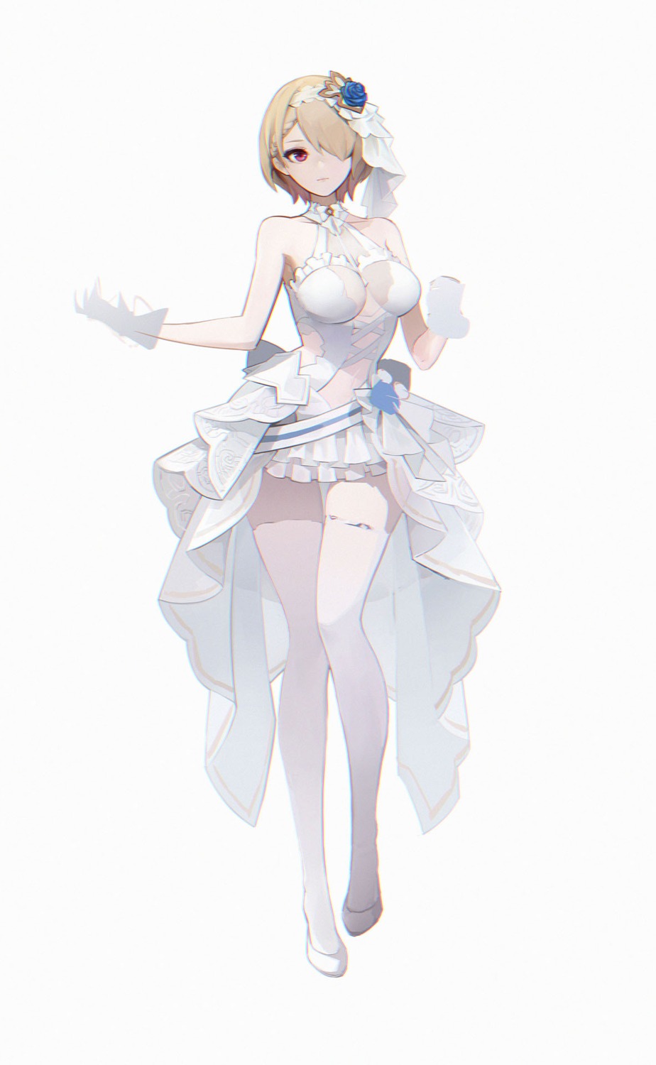 benghuai_xueyuan dress honkai_impact niaodao_zhenjun no_bra rita_rossweisse thighhighs wedding_dress