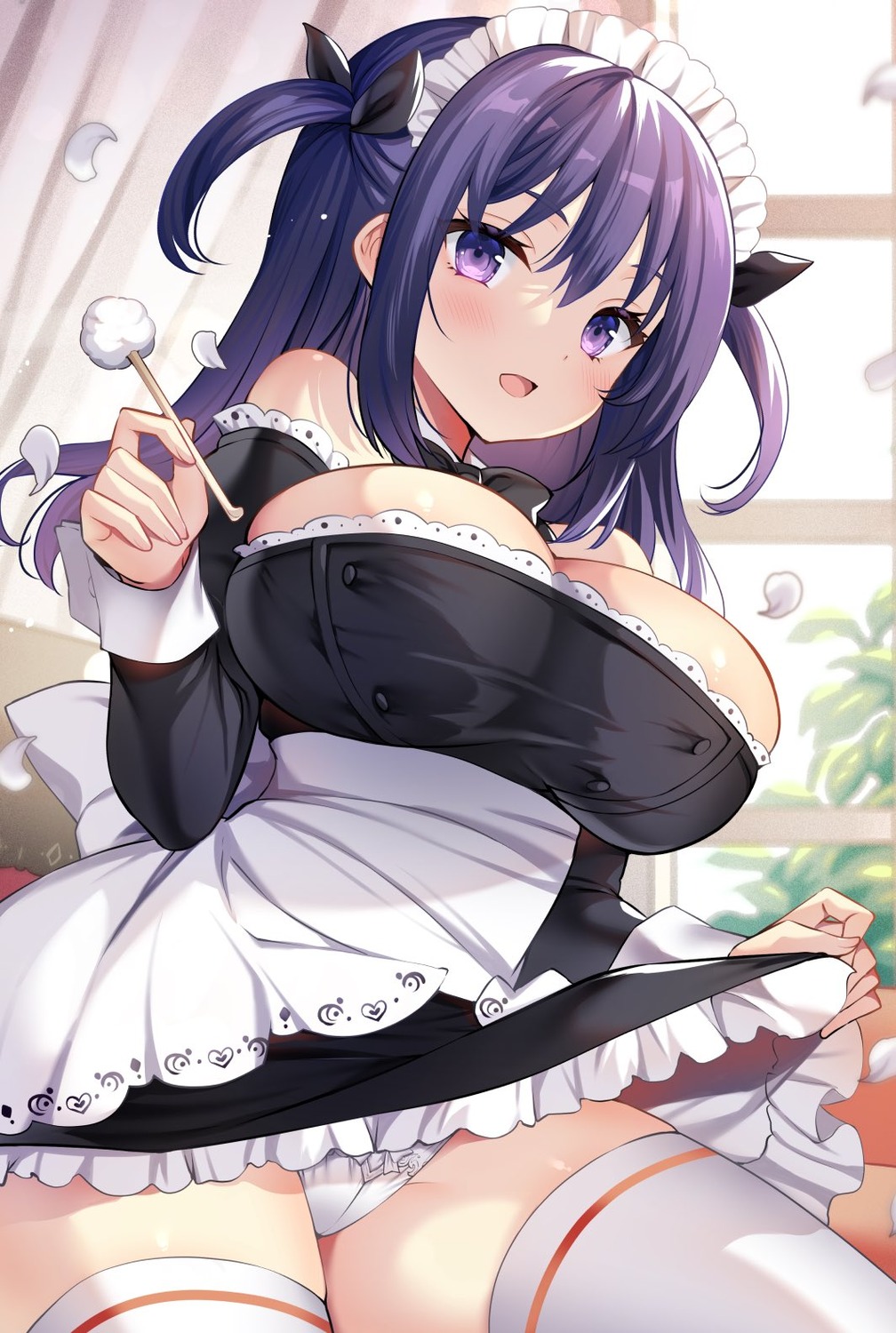 cameltoe maid no_bra pantsu sansyoku_amido. skirt_lift thighhighs