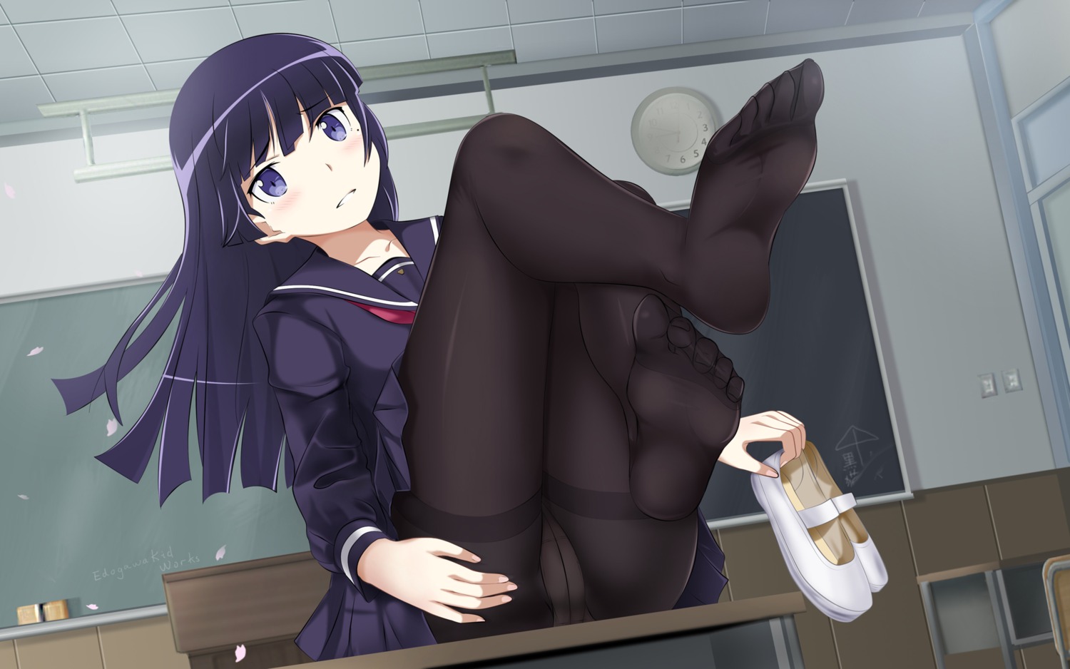 edogawakid feet gokou_ruri ore_no_imouto_ga_konnani_kawaii_wake_ga_nai pantsu pantyhose see_through seifuku wallpaper