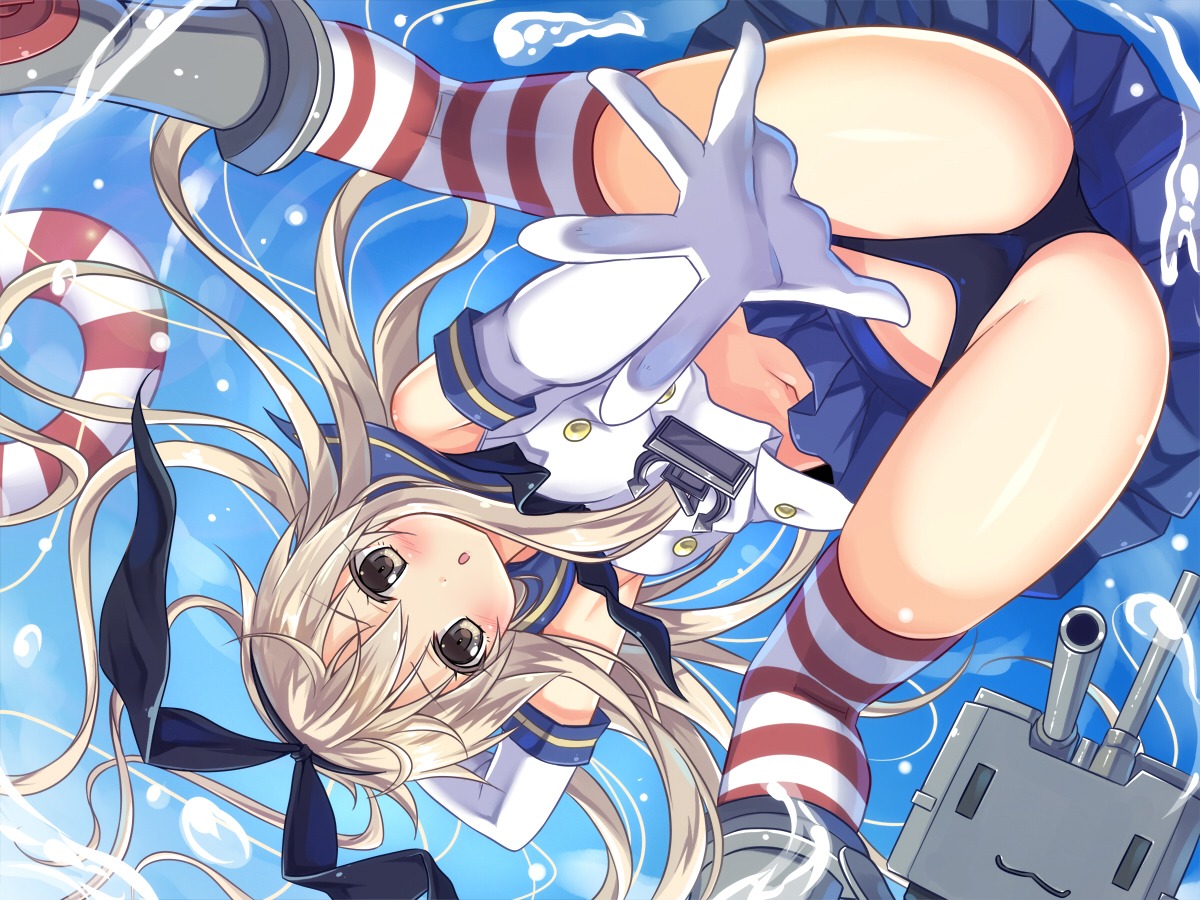 kantai_collection pantsu rensouhou-chan seifuku shimakaze_(kancolle) thighhighs thong yano_mitsuki