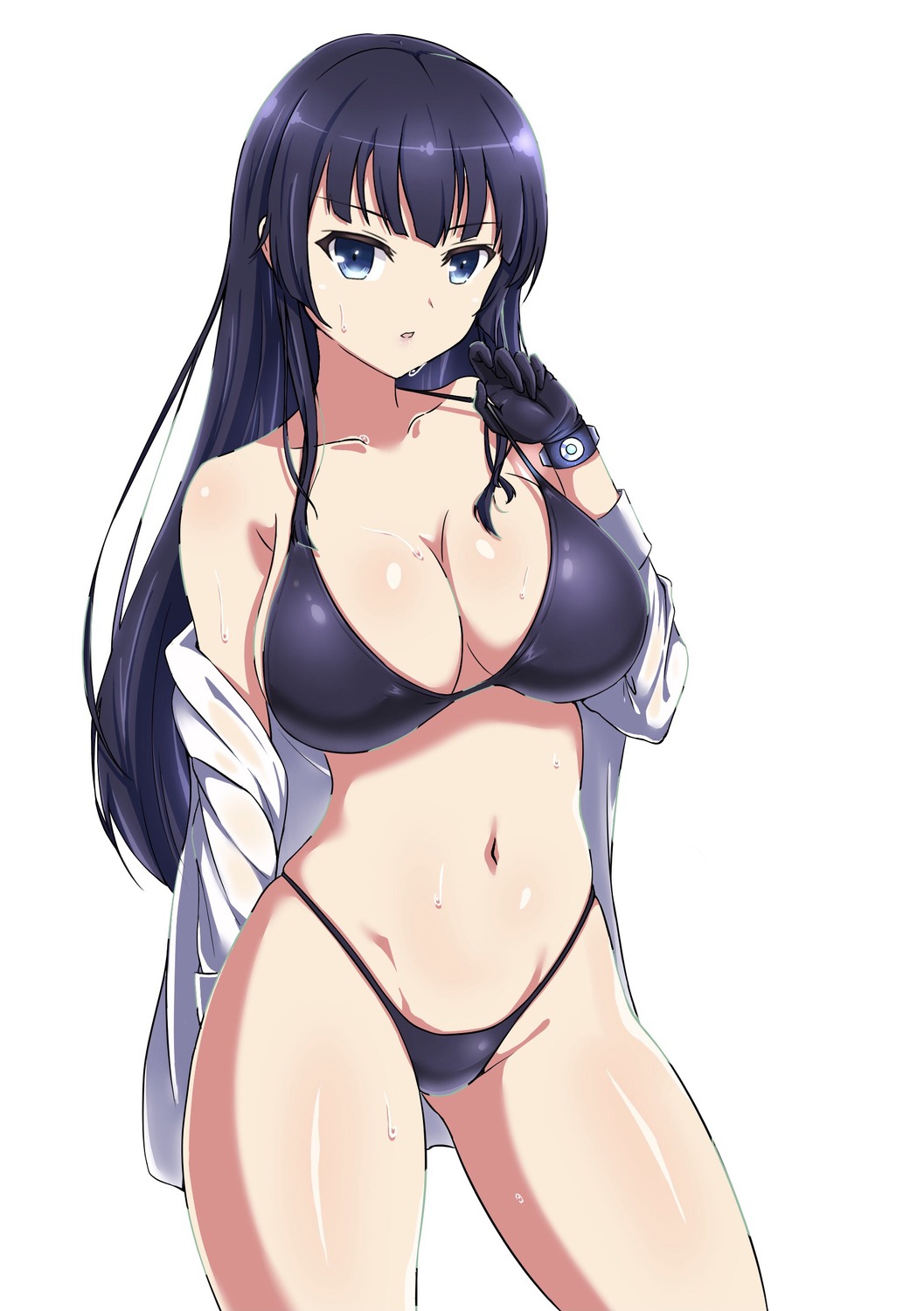 bikini ikaruga macaroni open_shirt see_through senran_kagura swimsuits