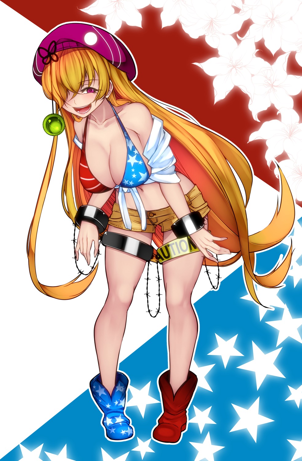 aoshima bikini_top clownpiece garter open_shirt swimsuits touhou