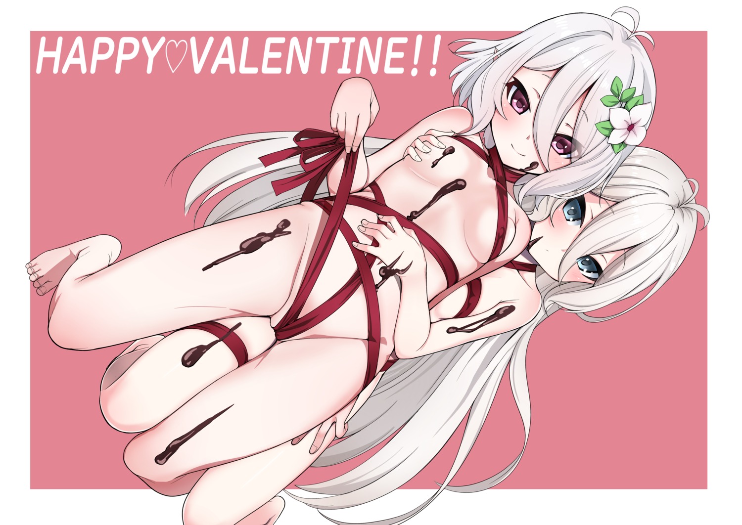 baicha breast_grab cameltoe cream erect_nipples kokkoro loli naked_ribbon natsume_kokoro pointy_ears princess_connect princess_connect!_re:dive undressing valentine