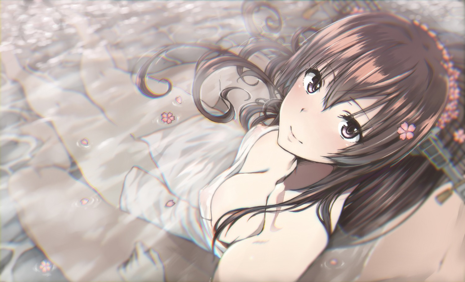 bathing erect_nipples kantai_collection kappipe0520 onsen see_through towel wet yamato_(kancolle)