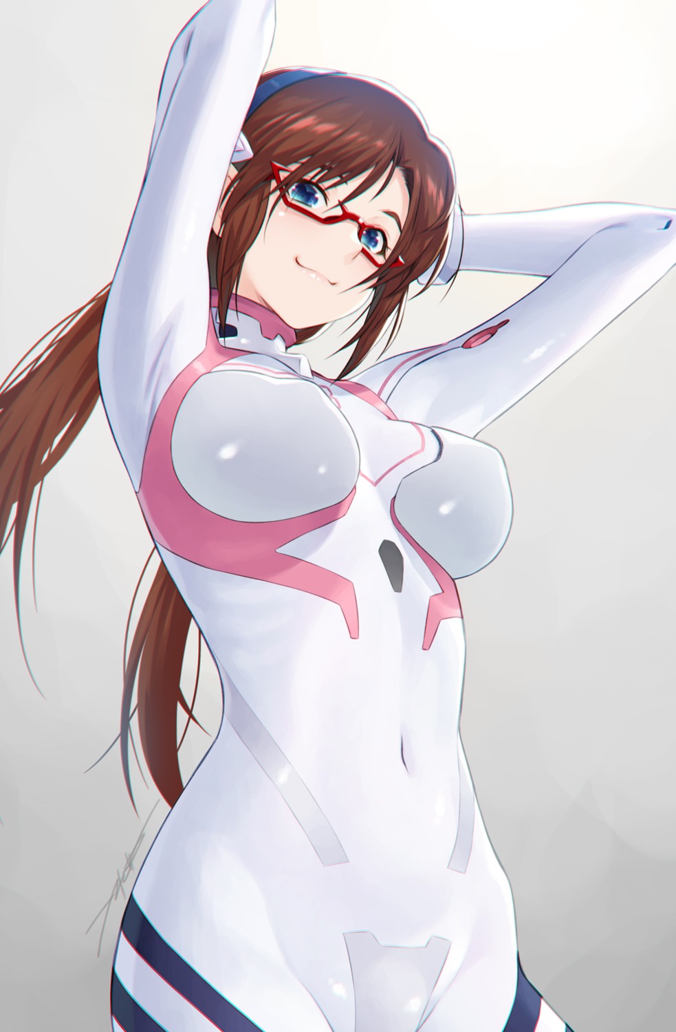 bodysuit erect_nipples kazuma_muramasa makinami_mari_illustrious megane neon_genesis_evangelion