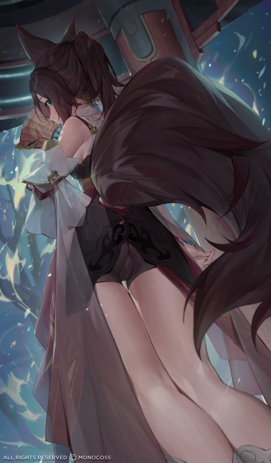 animal_ears ass bike_shorts honkai:_star_rail japanese_clothes monosucre see_through tail tingyun