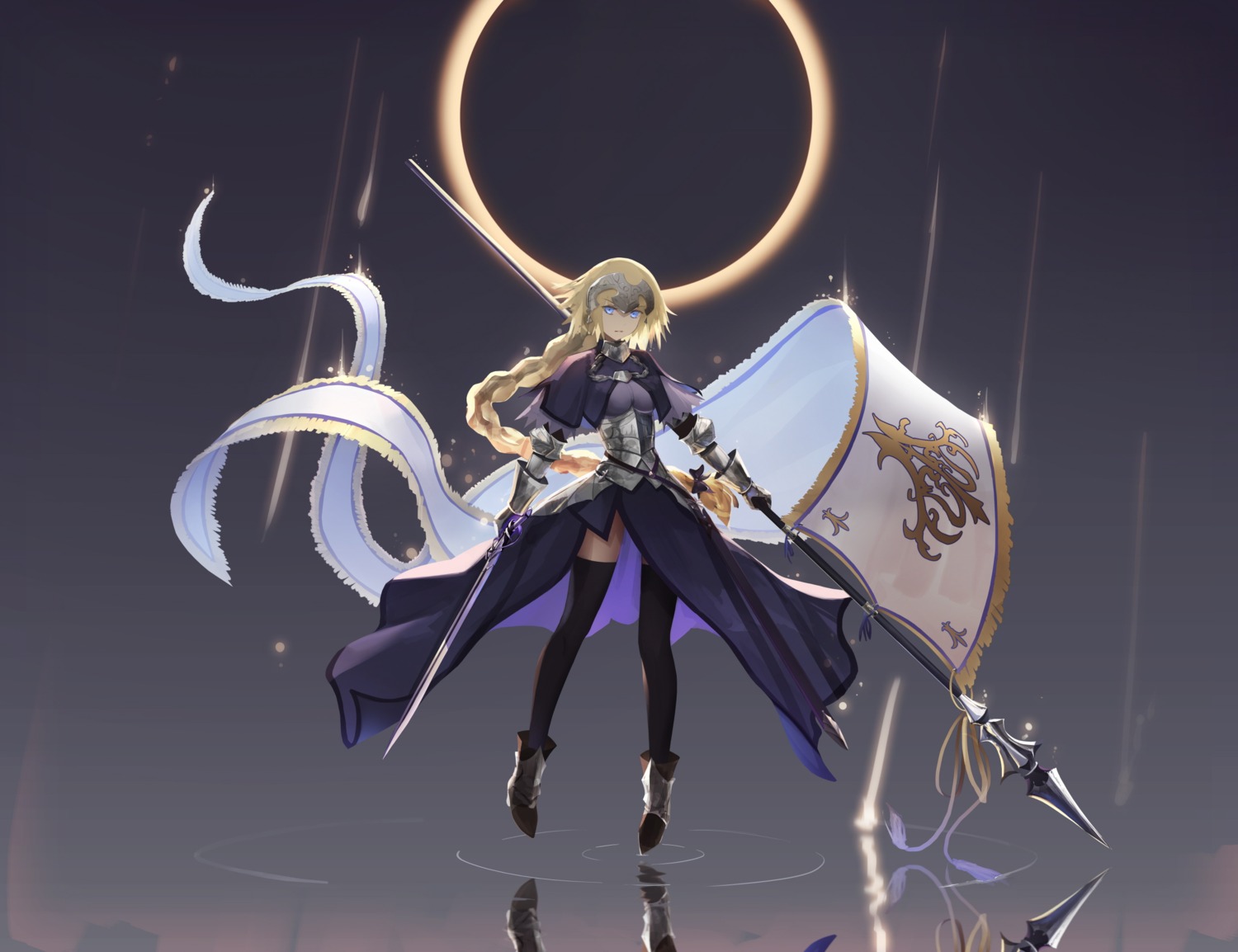 armor eis fate/grand_order heels jeanne_d'arc jeanne_d'arc_(fate) sword thighhighs