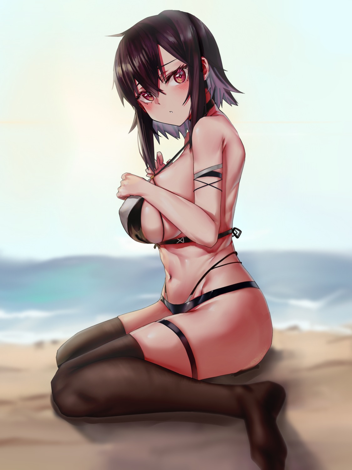 bikini erect_nipples garter jsiwji swimsuits thighhighs